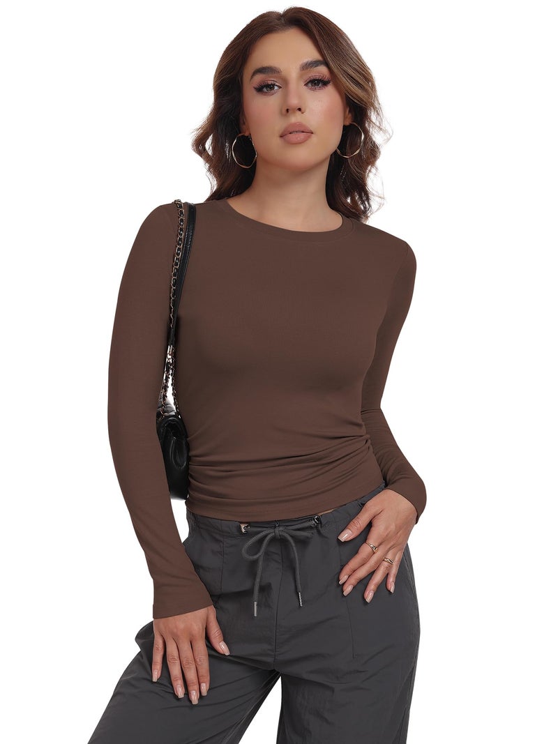 MLYENX 3 Pack Womens Long Sleeve Shirts Crew Neck Basic Stretchy Fitted Y2K Tops Going Out Fashion Clothes - Image 2
