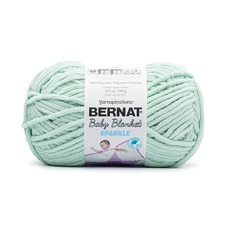 Bernat Baby Blanket Sparkle Seafoam Yarn - 1 Pack of 10.5oz/300g - Polyester - #6 Super Bulky - 220 Yards - Knitting & Crochet - Image 1