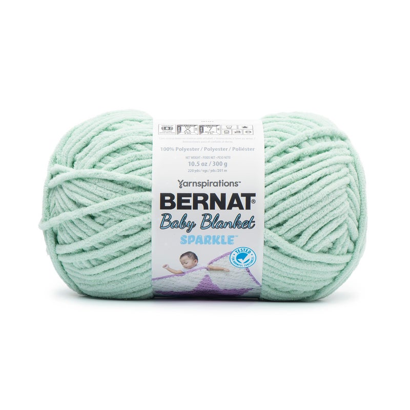 Bernat Baby Blanket Sparkle Seafoam Yarn - 1 Pack of 10.5oz/300g - Polyester - #6 Super Bulky - 220 Yards - Knitting & Crochet - Image 2