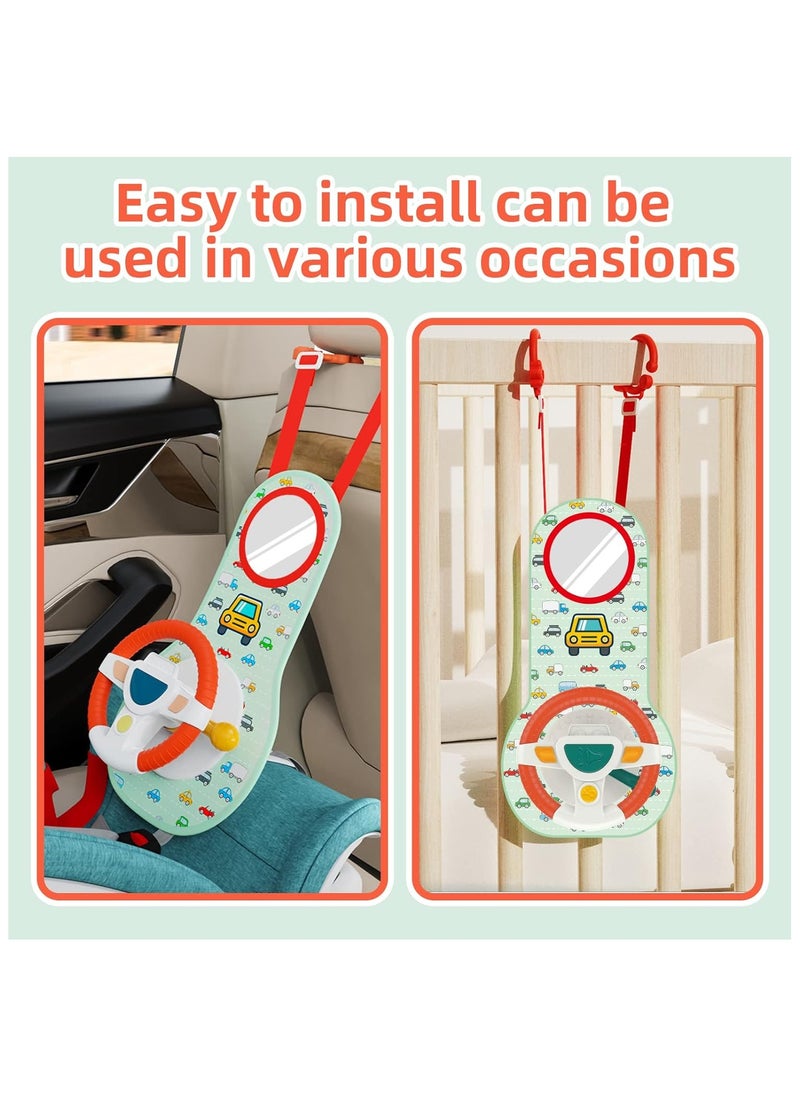 HUANGER Baby Car Seat Toys for Infants with Mirror Carseat Toys Steering Wheel with Music Lights Driving Sounds Car Seat Toy Baby Toys 18+ Months.  - Image 2