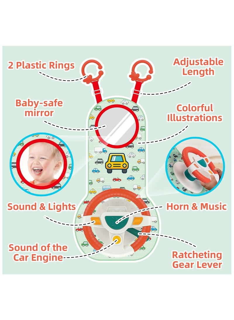 HUANGER Baby Car Seat Toys for Infants with Mirror Carseat Toys Steering Wheel with Music Lights Driving Sounds Car Seat Toy Baby Toys 18+ Months.  - Image 3