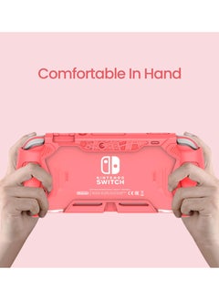 KASTWAVE Smart Switch Lite Protective Case for Nintendo, Daily Gift Ergonomic Sturdy Full Protection Gift Idea with HD Screen Protector Thumb Grip Caps for Family Coral  - Image 5