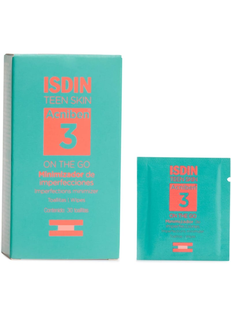 ISDIN Acniben On The Go Anti-Blemish Facial Wipes for Oily & Acne-Prone Skin, 30 Wipes - Image 1