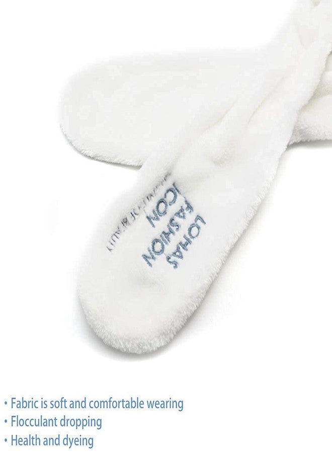 دوفاش طقم دوفاش مكون من قطعتين: طوق رأس لطيف على شكل آذان أرنب لغسل الوجه، طوق رأس للعناية بالبشرة والمكياج، طوق رأس سبا جميل مع حقيبة أنيقة للفتيات والسيدات، أبيض ورمادي - Image 5