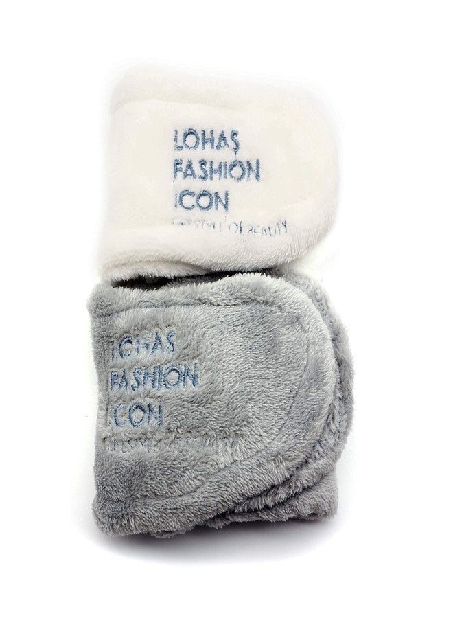 دوفاش طقم دوفاش مكون من قطعتين: طوق رأس لطيف على شكل آذان أرنب لغسل الوجه، طوق رأس للعناية بالبشرة والمكياج، طوق رأس سبا جميل مع حقيبة أنيقة للفتيات والسيدات، أبيض ورمادي - Image 4