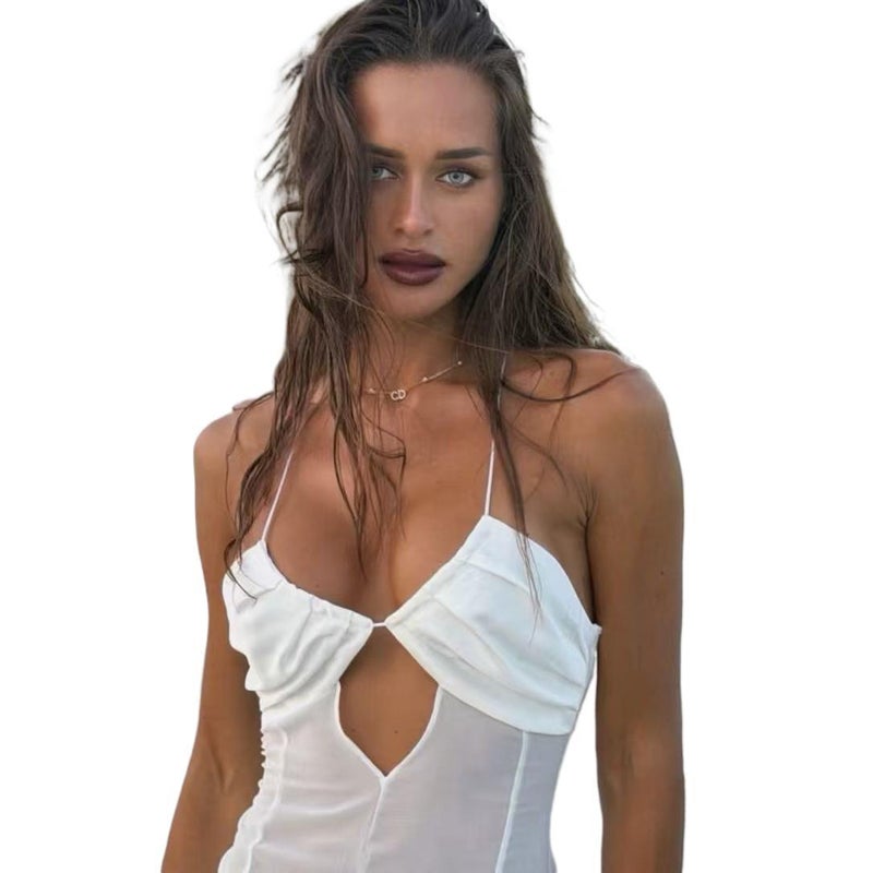 فستان شفاف انسيابي للشاطئ، يلبس فوق البكيني للنساء - Image 5