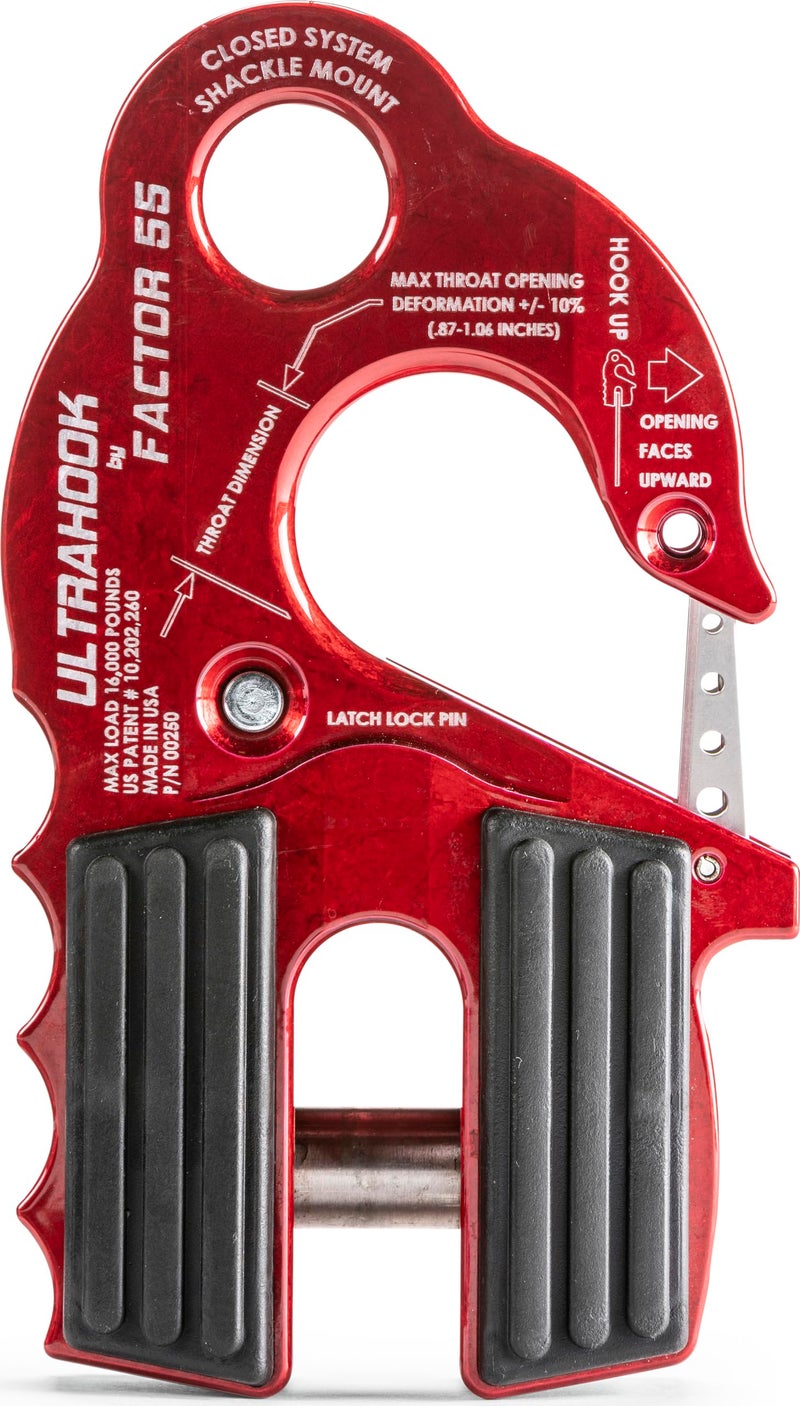 Factor 55 Ultrahook Closed System Shackle Pin Mount, Designed for Steel Cables and Synthetic Ropes - Red - Image 2