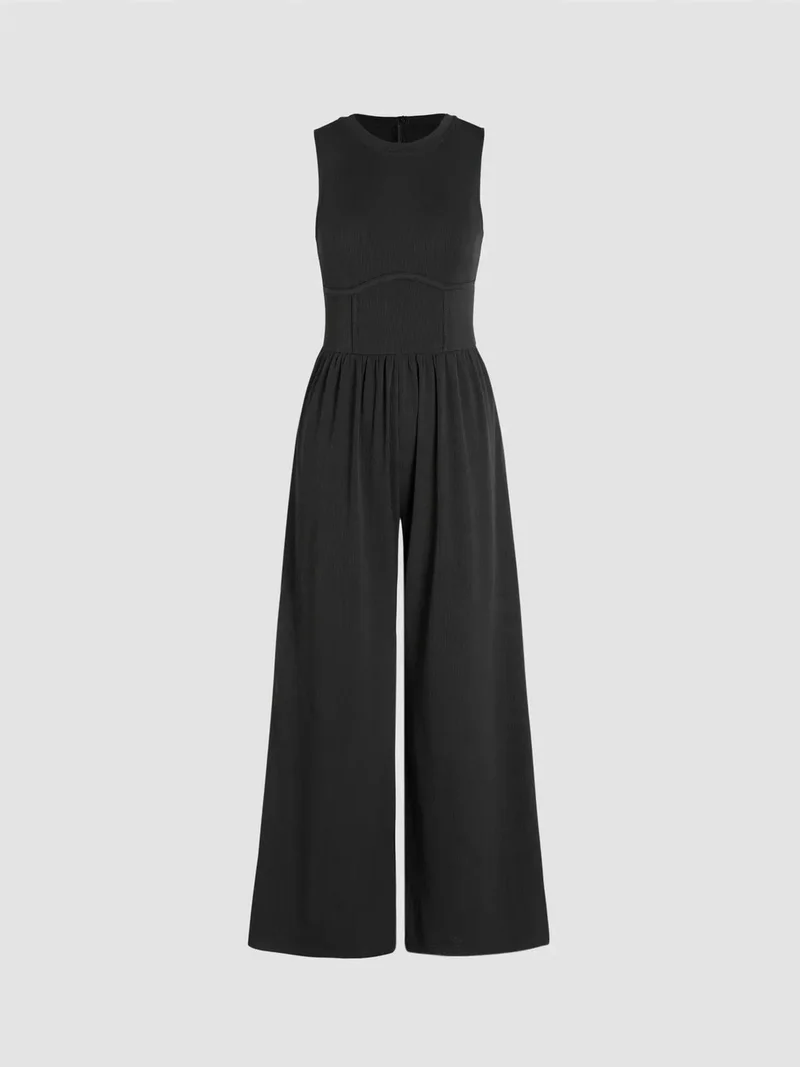 HICCUP Crew Neck Wide Leg Jumpsuit