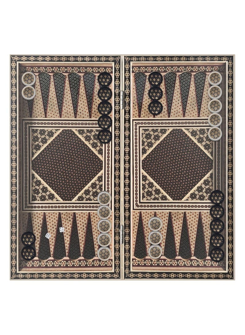 MARGOUN طقم شطرنج كاتم الفارسي اليدوي مع قطع الطاولة والحجر الرخامي - تحفة خالدة 50x50 سم - تصميم زهري - Image 5