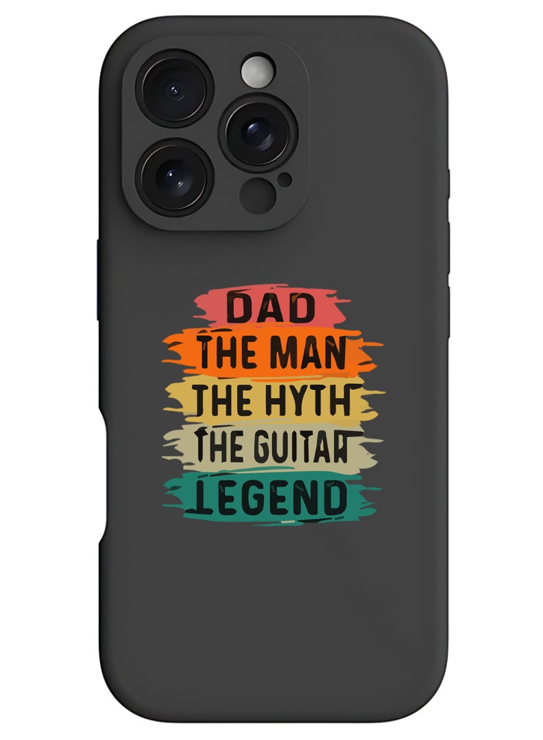 Theodor iPhone 16 Pro Black Protective Slim Fit Case Liquid Silicone Cover with Full Body Protection Anti-Scratch Shockproof Case For iPhone - Dad-01 - Image 1