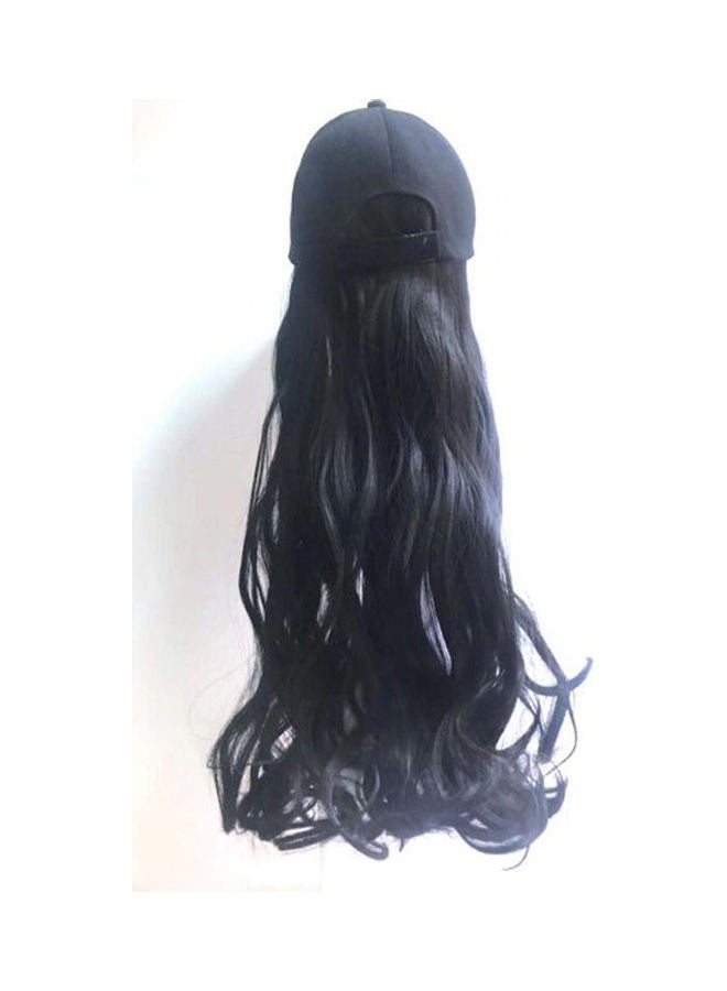 NIBEMINENT Long Curly Wig With Baseball Cap Black