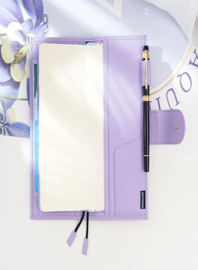 Moterm Leather Cover for Hobonichi Weeks - Fits Hobonichi Weeks/Weeks Mega, with Back Pocket (Pebbled-Lavender) - Image 4