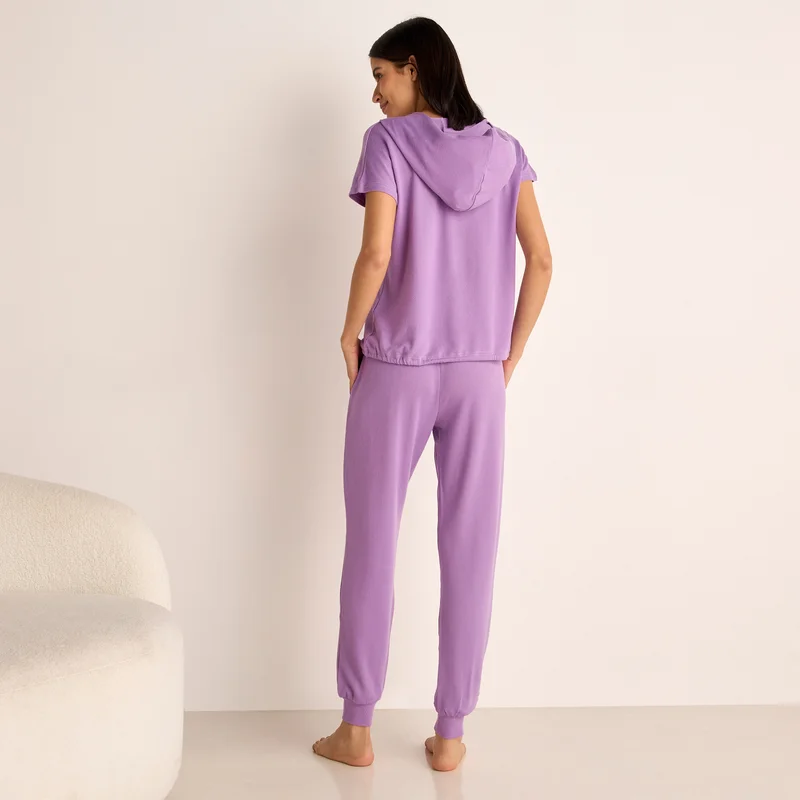 Splash FAV Slogan Print Hooded T-shirt and Elasticated Joggers Set