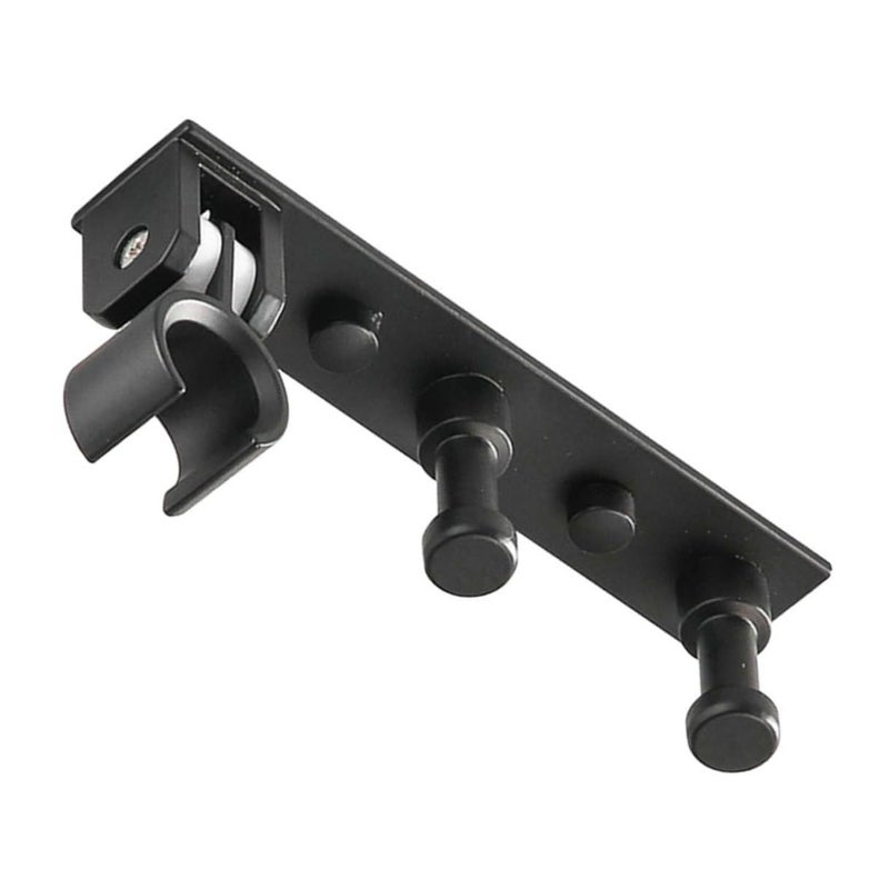 Black Matte Aluminum Shower Head Holder Wall Rack With Hook For Towels And Accessories - Image 2