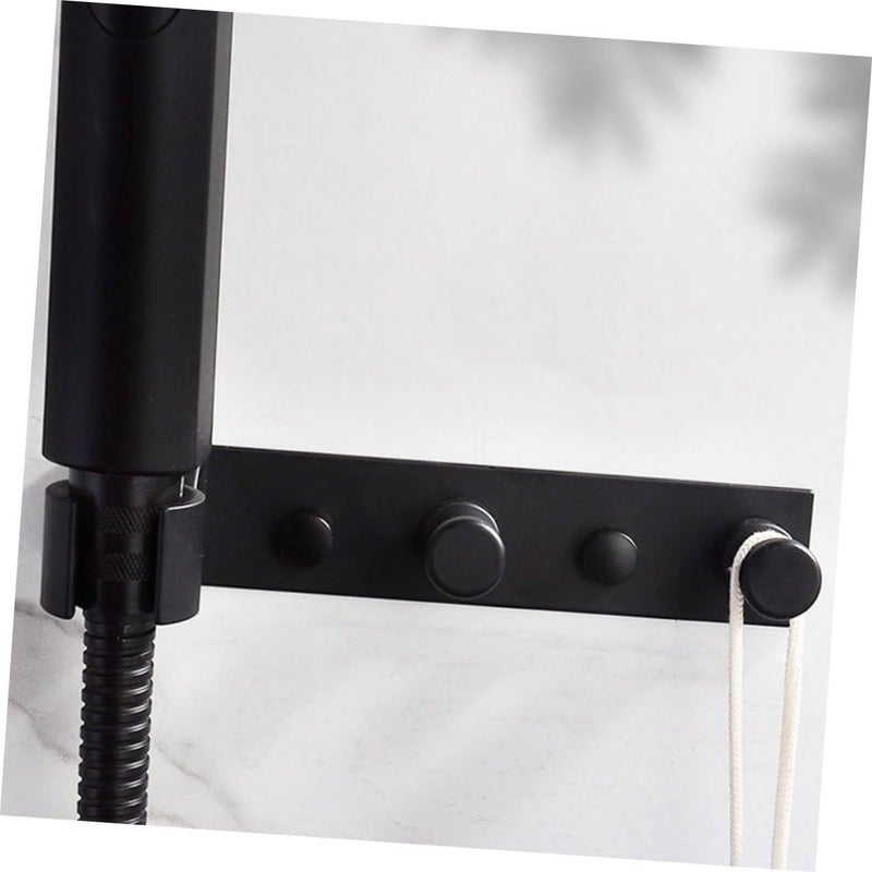 Black Matte Aluminum Shower Head Holder Wall Rack With Hook For Towels And Accessories - Image 4