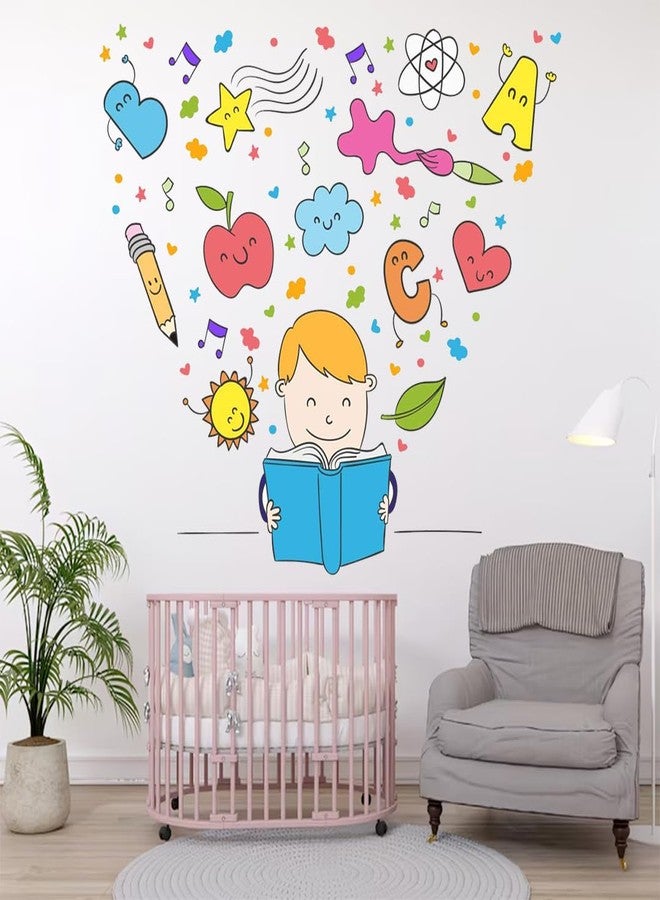 StickMe Reading Book Baby Wall Sticker - Self Adhesive Peel & Stick Vinyl Stickers Set for Kids Room, Nursery Preschool Kindergarten, Playroom SM085 (Multi Colour, 100cm X 100 cm) - Image 2