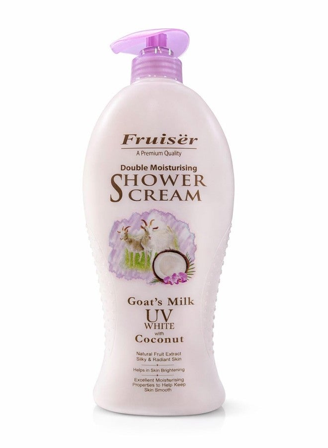 Fruiser Double Moisturising Shower Cream - Goat’s Milk UV White with Coconut - 1000ml | Nourishing & Brightening Body Wash for Soft, Smooth, and Radiant Skin - Image 1