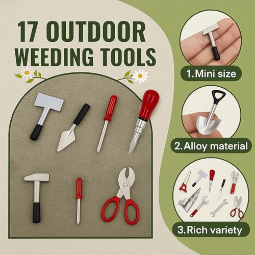 GALAOMA 17PCS 112 Miniature Doll House Tools Metal Home Repair MultiTool Model Set Fun for Party Dollhouse Decoration Accessories Mini Yard Supplies Creative Pretend Toy Tool - Image 5