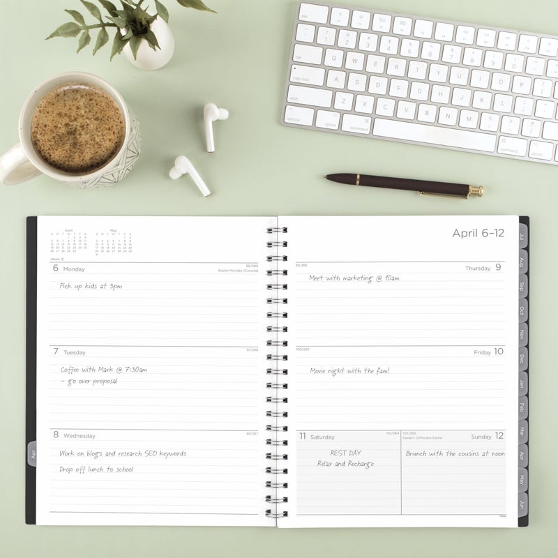 Mead Planner 2026-2027 Weekly & Monthly Academic 15-Month April-June, 8-1/2" x 11", Basic, Black (CAW62005) - Image 2