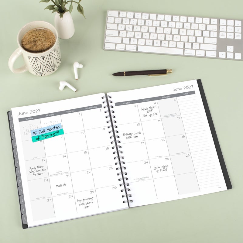 Mead Planner 2026-2027 Weekly & Monthly Academic 15-Month April-June, 8-1/2" x 11", Basic, Black (CAW62005) - Image 3