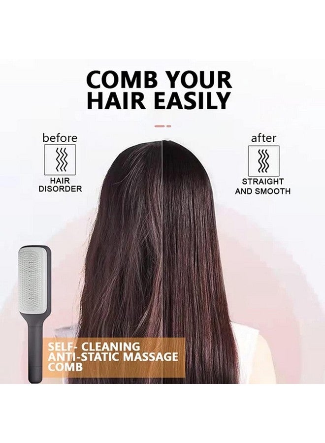 AJIGNA MART 4-in-1 Self-Cleaning Anti-Static Massage Comb, Detangles Wet/Dry Hair, Gentle Scalp Massage, Reduces Frizz, Easy to Clean, Unisex Adult, All Hair Types - Image 5