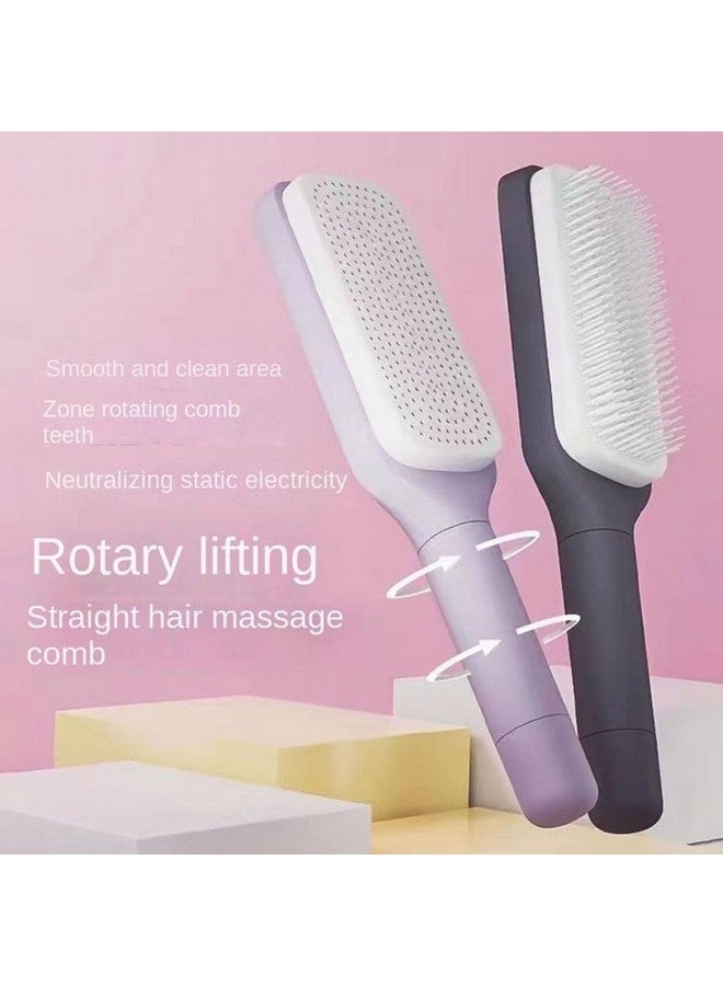 AJIGNA MART 4-in-1 Self-Cleaning Anti-Static Massage Comb, Detangles Wet/Dry Hair, Gentle Scalp Massage, Reduces Frizz, Easy to Clean, Unisex Adult, All Hair Types - Image 2