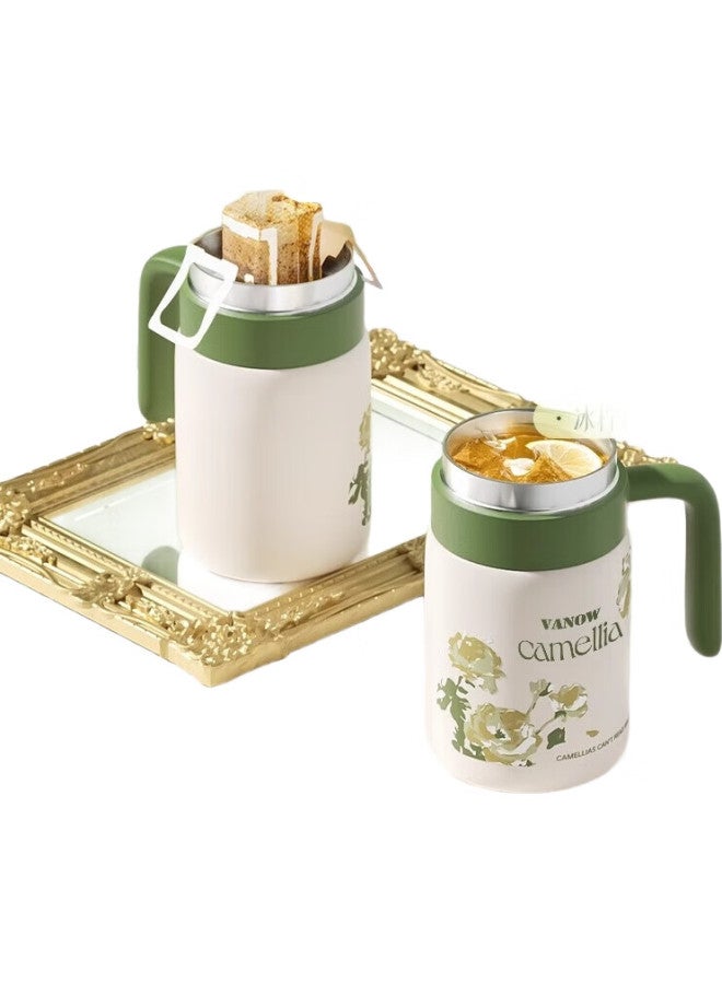 Vanow Camellia Insulated Office Mug, 316 Stainless Steel Tea Infuser Cup, Back-To Gift For Teachers, Tea-Water Separation Water Bottle - Image 1
