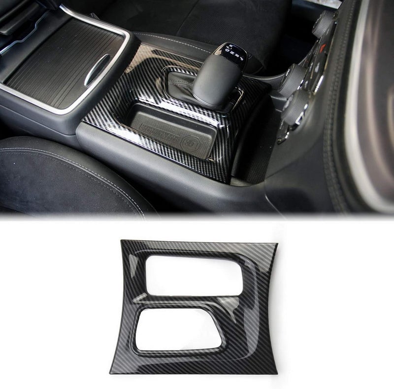 crosselec Carbon Fiber Central Control Gear Shift Panel Trim Fit for Dodge Charger 2015+ (Black) - Image 1