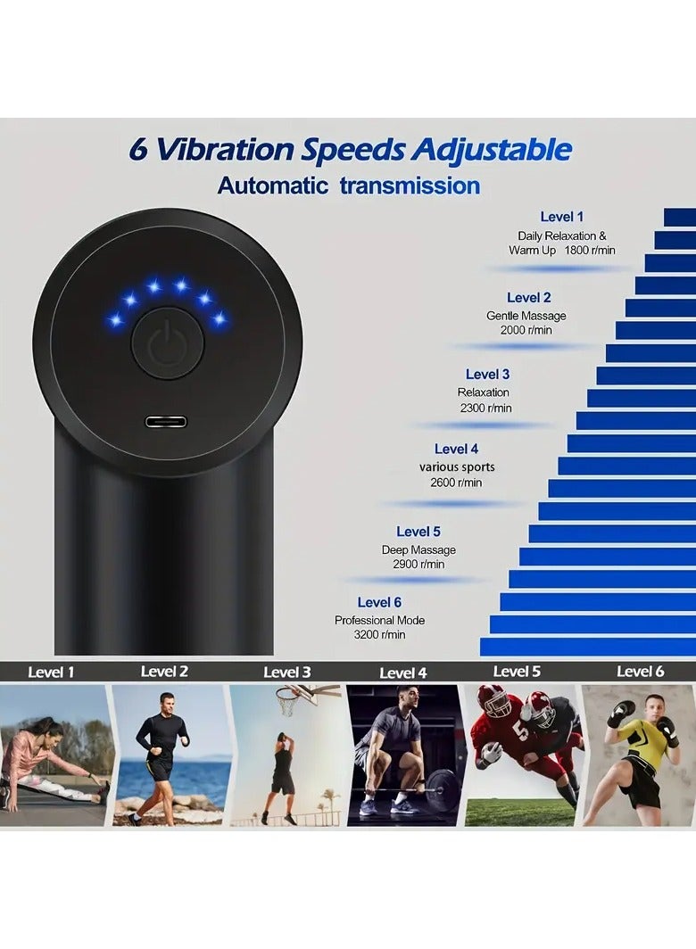 Massage Gun Deep Tissue Massage Gun with High Torque Motor - USB Rechargeable, Elegant Design, for Back and Neck Relaxation, 800mAh Lithium Polymer Battery, Compact and Portable  - Image 4