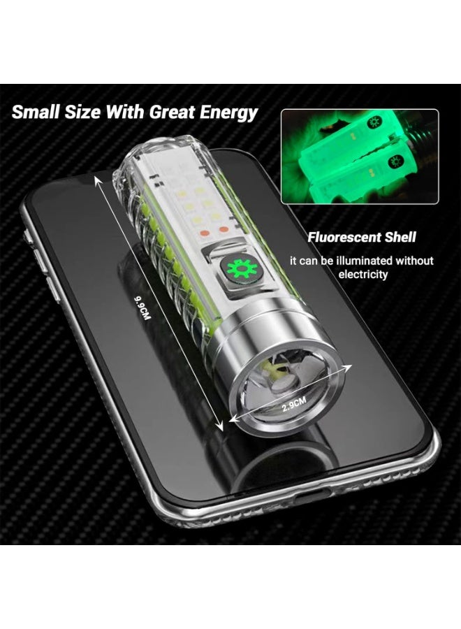 LED Flashlight Clip Mini Torch Pen Light,TyPE-C multifunctional red and blue flash fluorescent,Portable Pocket EDC Flash Light for Daily Using,Backpacking,Camping,and Hiking - Image 3
