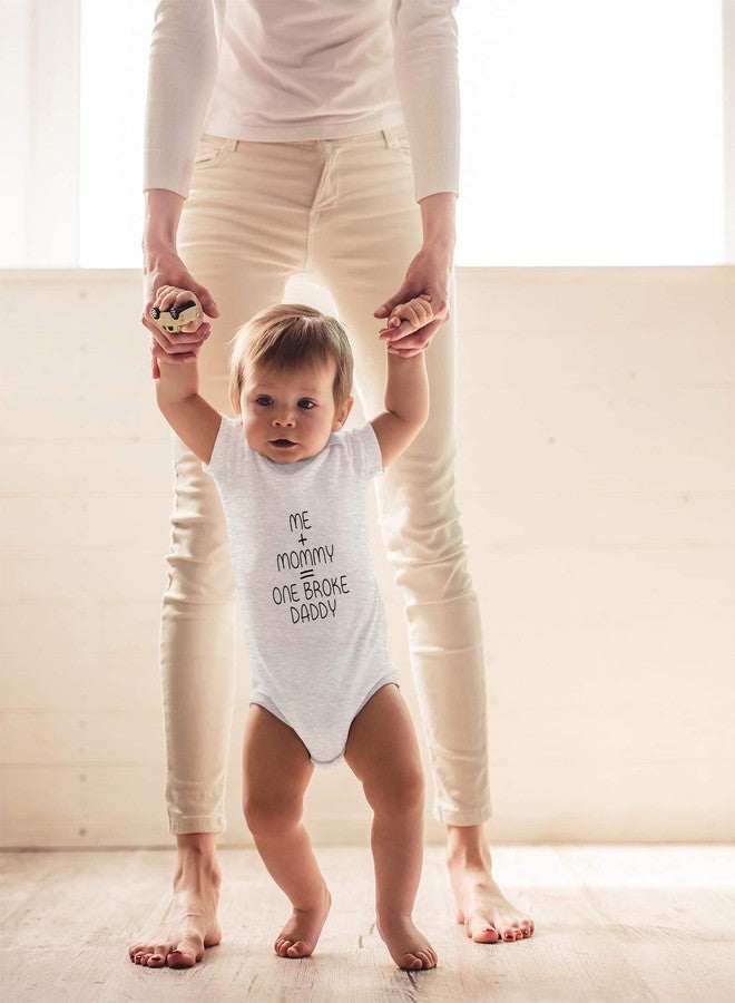 Crazy Bros Tees Me + Mommy = One Broke Daddy - Baby Clothes - Funny Newborn Bodysuit Outfits for Boys and Girls (6 Months, Heather Grey) - Image 3