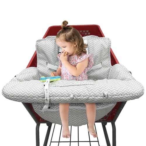 PandaEar Shopping Cart Cover for Baby 2in1 Grocery Cart Seat Cover Baby Highchair Cover for Infant Toddler Grey - Image 1
