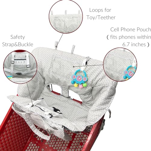 PandaEar Shopping Cart Cover for Baby 2in1 Grocery Cart Seat Cover Baby Highchair Cover for Infant Toddler Grey - Image 3