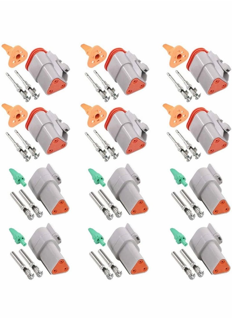 SYOSI DT Connector 3 Pin Gray Waterproof Electrical Wire Plug 42PC Way Sealed Male and Female for Motorcycle Scooter Car Truck Boats  - Image 1