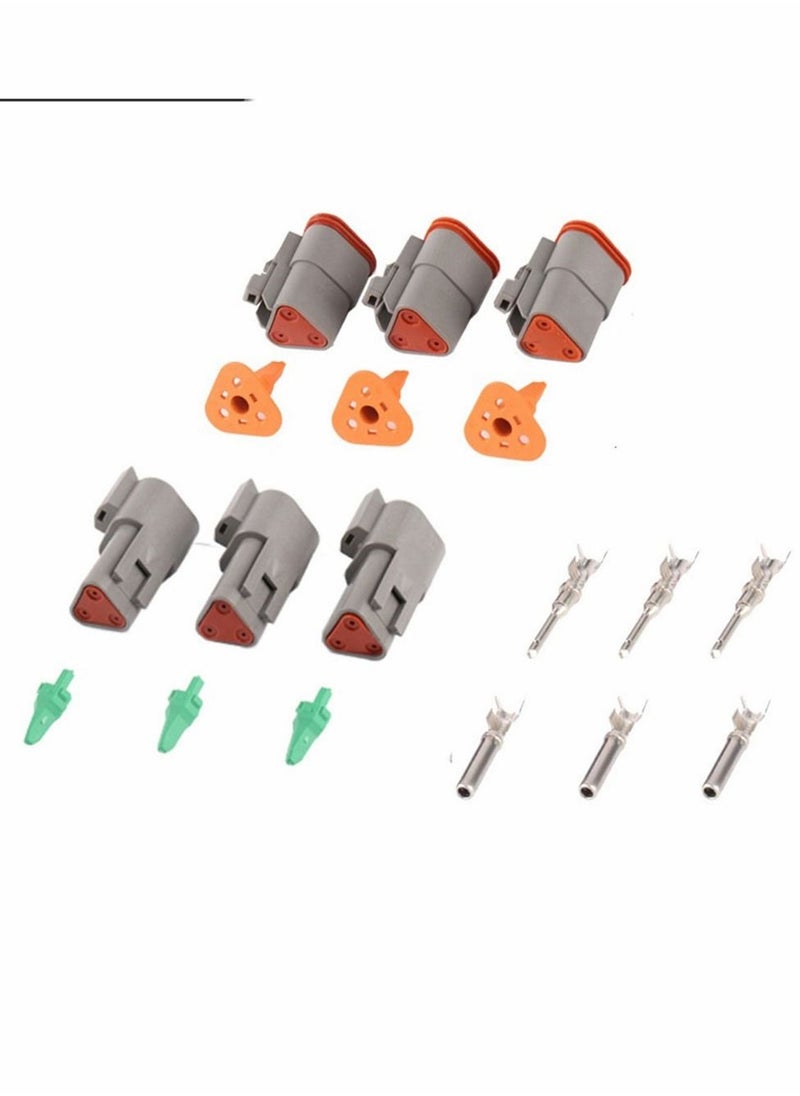 SYOSI DT Connector 3 Pin Gray Waterproof Electrical Wire Plug 42PC Way Sealed Male and Female for Motorcycle Scooter Car Truck Boats  - Image 5