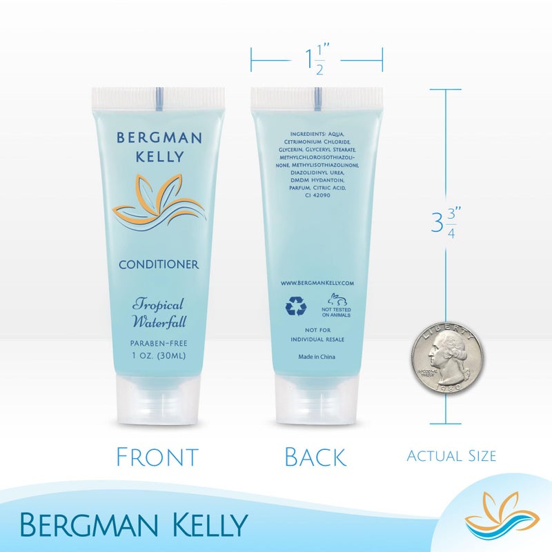 BERGMAN KELLY Hotel Toiletries Bundle (Tropical Waterfall, 1 oz each, 200 Pieces) 4-Piece Set: 50 Rectangular Bar Soap, 50 Shampoo, 50 Conditioner & 50 Body Lotion - Bulk Mini Guest Amenities - Image 3