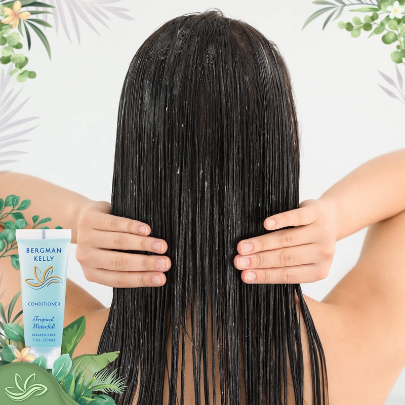 BERGMAN KELLY Hotel Toiletries Bundle (Tropical Waterfall, 1 oz each, 200 Pieces) 4-Piece Set: 50 Rectangular Bar Soap, 50 Shampoo, 50 Conditioner & 50 Body Lotion - Bulk Mini Guest Amenities - Image 5