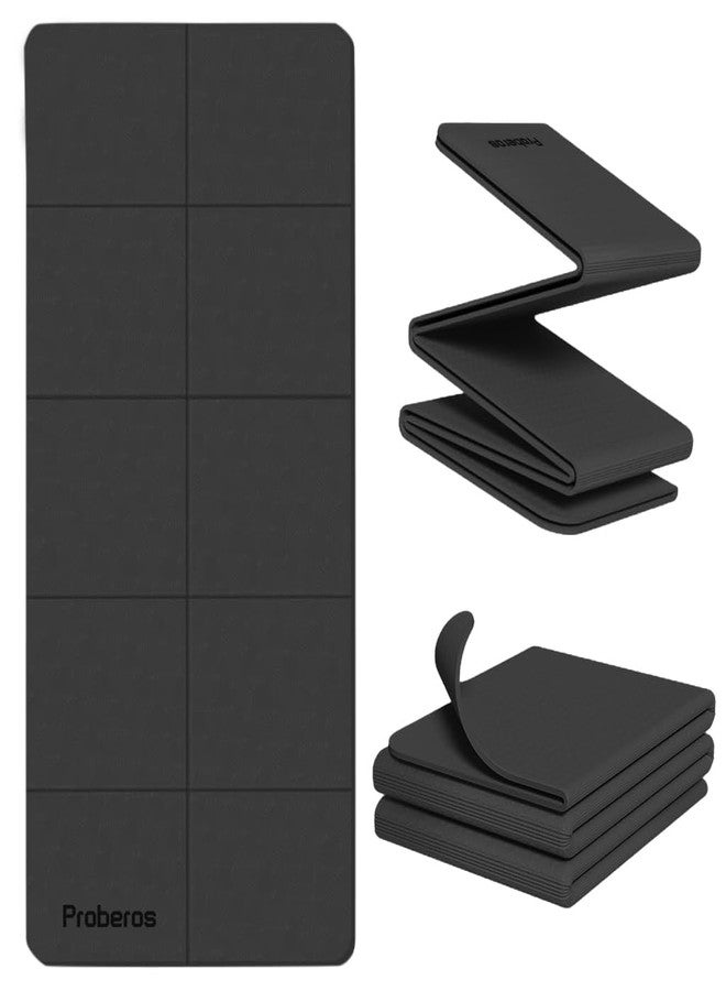 برو بيروس بساط يوغا قابل للطي من بروبيروس® مع حقيبة حمل، مصنوع من مادة TPE مانعة للانزلاق، سمك 5 مم، مقاس 72 × 24 بوصة، أسود، بساط تمارين محمول وصديق للبيئة للمنزل، الصالة الرياضية، السفر، مناسب للرجال والنساء، تمارين البيلاتس، تمارين اللياقة البدنية - Image 1