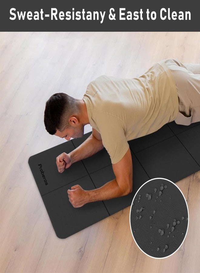 برو بيروس بساط يوغا قابل للطي من بروبيروس® مع حقيبة حمل، مصنوع من مادة TPE مانعة للانزلاق، سمك 5 مم، مقاس 72 × 24 بوصة، أسود، بساط تمارين محمول وصديق للبيئة للمنزل، الصالة الرياضية، السفر، مناسب للرجال والنساء، تمارين البيلاتس، تمارين اللياقة البدنية - Image 3