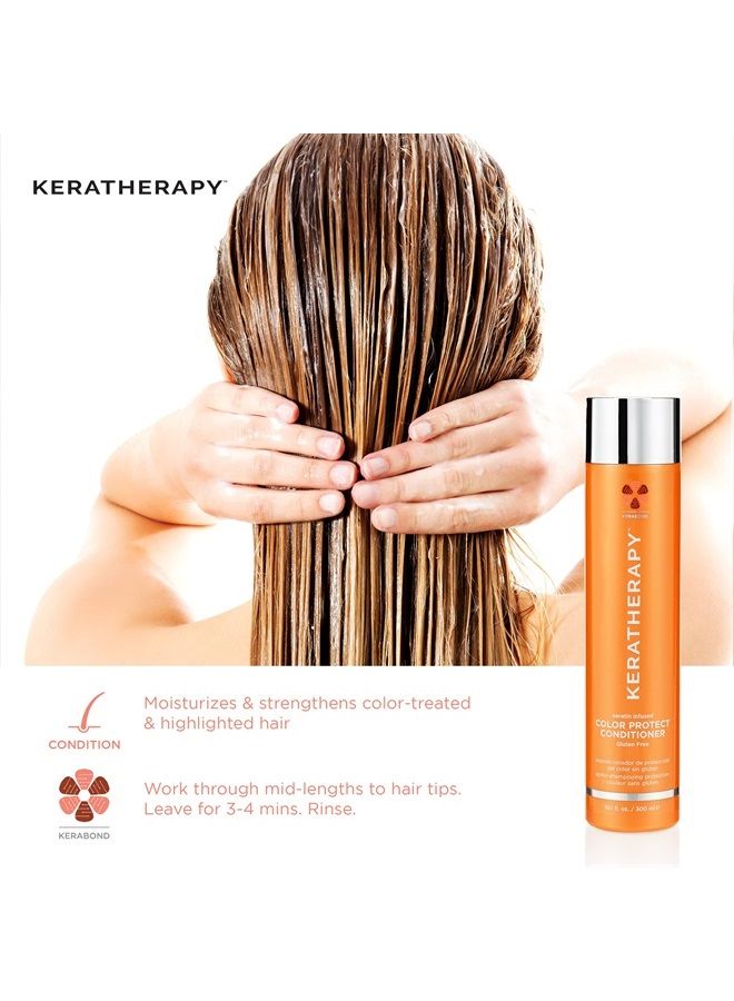 KERATHERAPY Keratin Infused Color Protect Conditioner, 10.1 fl. oz., 300 ml - Gluten Free Color Protecting Conditioner for Color Treated Hair with Kerabond Technology, Red Raspberry Oil, Omega 3 & 6  - Image 2
