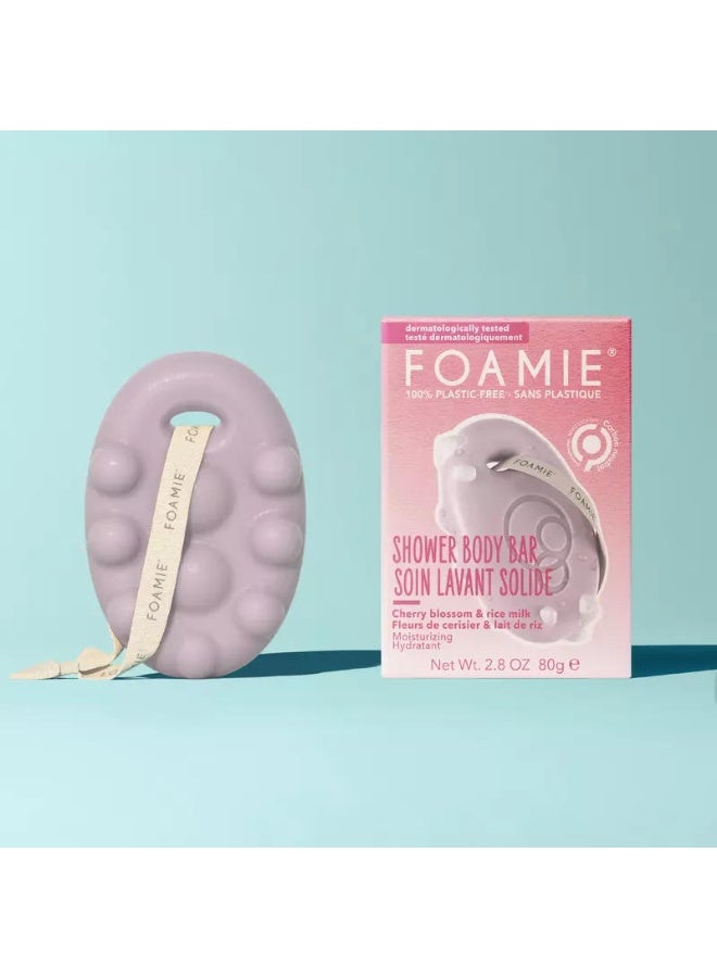 FOAMIE Shower Body Bar With Cherry Blossom & Rice Milk Moisturizing Hydratant Plastic Free 80G - Image 4