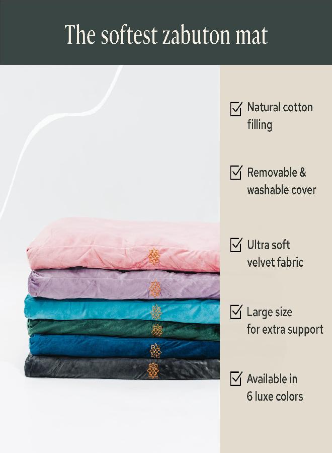 Mindful Modern Mindful Modern Velvet Zabuton Meditation Mat - Luxurious Meditation Cushion Pillow with 100% Cotton Filling - Enjoy Better Posture and Greater Comfort for Zafu or Bench (Emerald Green)  - Image 2