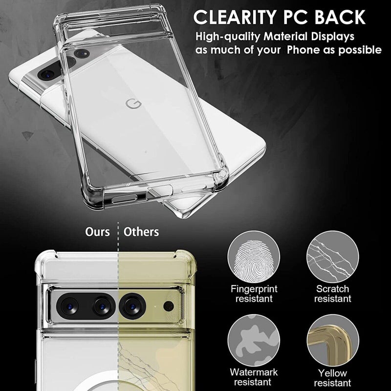 KIOMY Case for Google Pixel 7 Pro, Airbag Corners Shockproof Bumper Protective Phone Cover, Hybrid Design Hard PC Back with Flexible TPU Frame, Clear See Through - Image 5