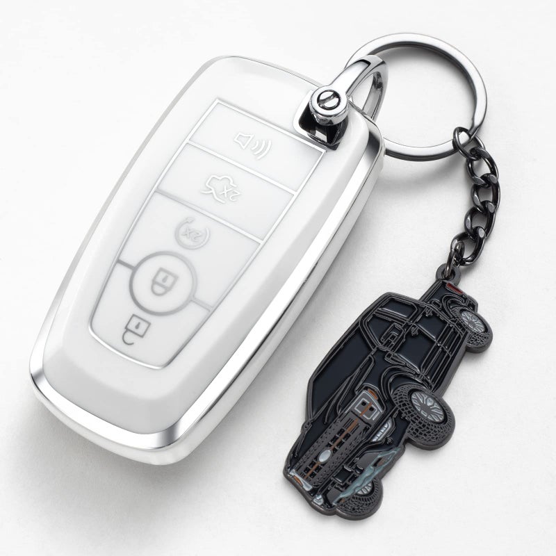SINLAKUA F150 Keychain for Ford F150 Accessories 2023 F-150 Key Chain Fob Cover 2022 Toy Truck Metal KeyRing Accessories Black - Image 3