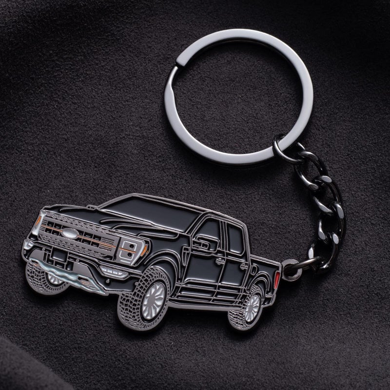 SINLAKUA F150 Keychain for Ford F150 Accessories 2023 F-150 Key Chain Fob Cover 2022 Toy Truck Metal KeyRing Accessories Black - Image 2