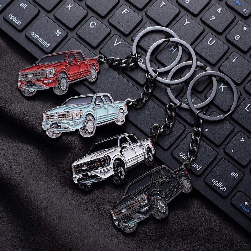 SINLAKUA F150 Keychain for Ford F150 Accessories 2023 F-150 Key Chain Fob Cover 2022 Toy Truck Metal KeyRing Accessories Black - Image 5