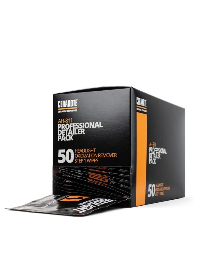 CERAKOTE ® Ceramic Headlight Restoration Professional Detailer Pack (50 Step 1 Oxidation Removing Wipes) - Easily Remove Oxidation from Old and Faded Headlights - Image 1