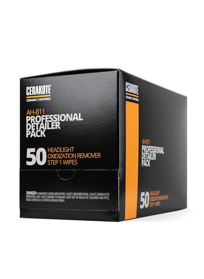CERAKOTE ® Ceramic Headlight Restoration Professional Detailer Pack (50 Step 1 Oxidation Removing Wipes) - Easily Remove Oxidation from Old and Faded Headlights - Image 2