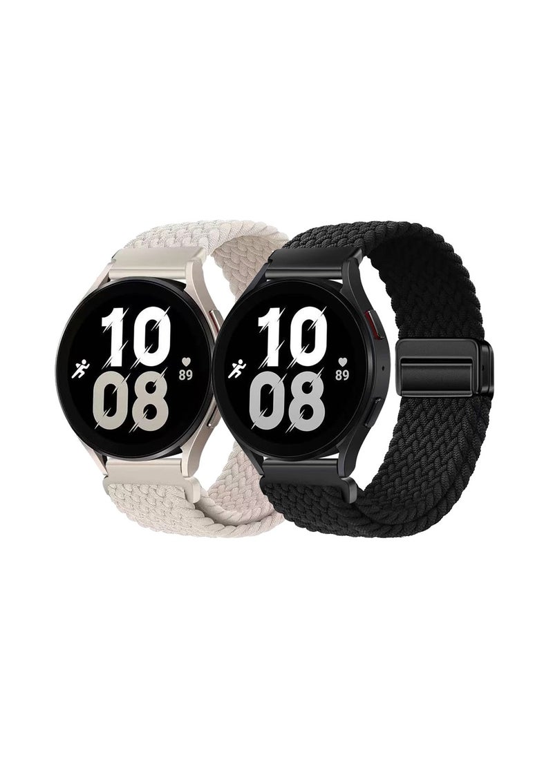 DKNG 22mm Magnetic Nylon Band Compatible with Huawei Watch GT5, Huawei Watch GT5pro/GT4/GT3/GT2/GT3pro/GT2pro GT2pro ECG/GT2e, watch4/3/watch2pro/Watch Buds/GTRunner, Honor magic2/magic/dream/GS pro, /4pro, Samsung Watch 7/6 Watch Sport Adjustable Interchangeable Strap, Ladies, Men Black/ white  - Image 1