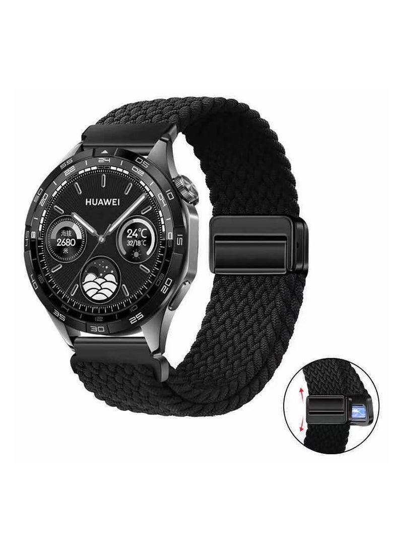 DKNG 22mm Magnetic Nylon Band Compatible with Huawei Watch GT5, Huawei Watch GT5pro/GT4/GT3/GT2/GT3pro/GT2pro GT2pro ECG/GT2e, watch4/3/watch2pro/Watch Buds/GTRunner, Honor magic2/magic/dream/GS pro, /4pro, Samsung Watch 7/6 Watch Sport Adjustable Interchangeable Strap, Ladies, Men Black/ white  - Image 3